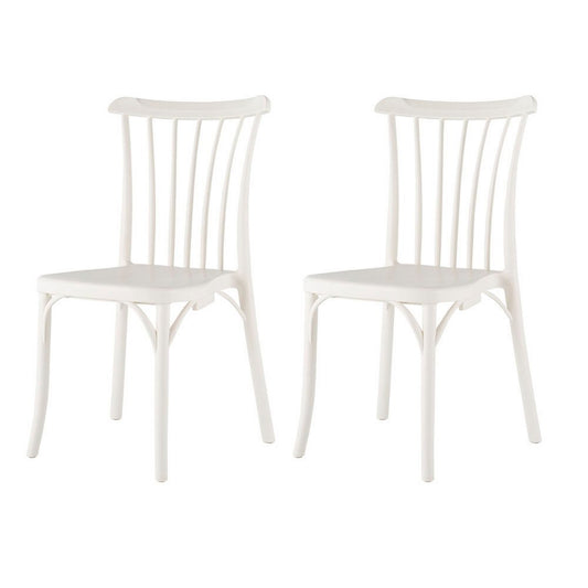 Set of Two White Heavy Duty Plastic Outdoor Stacking Dining Chairs