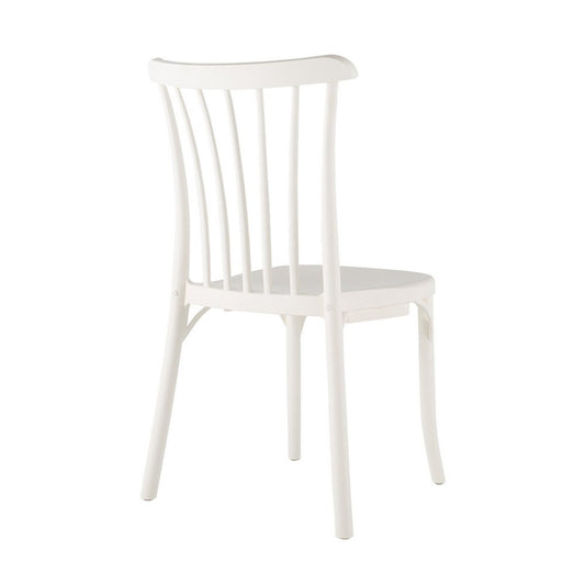 Set of Two White Heavy Duty Plastic Outdoor Stacking Dining Chairs