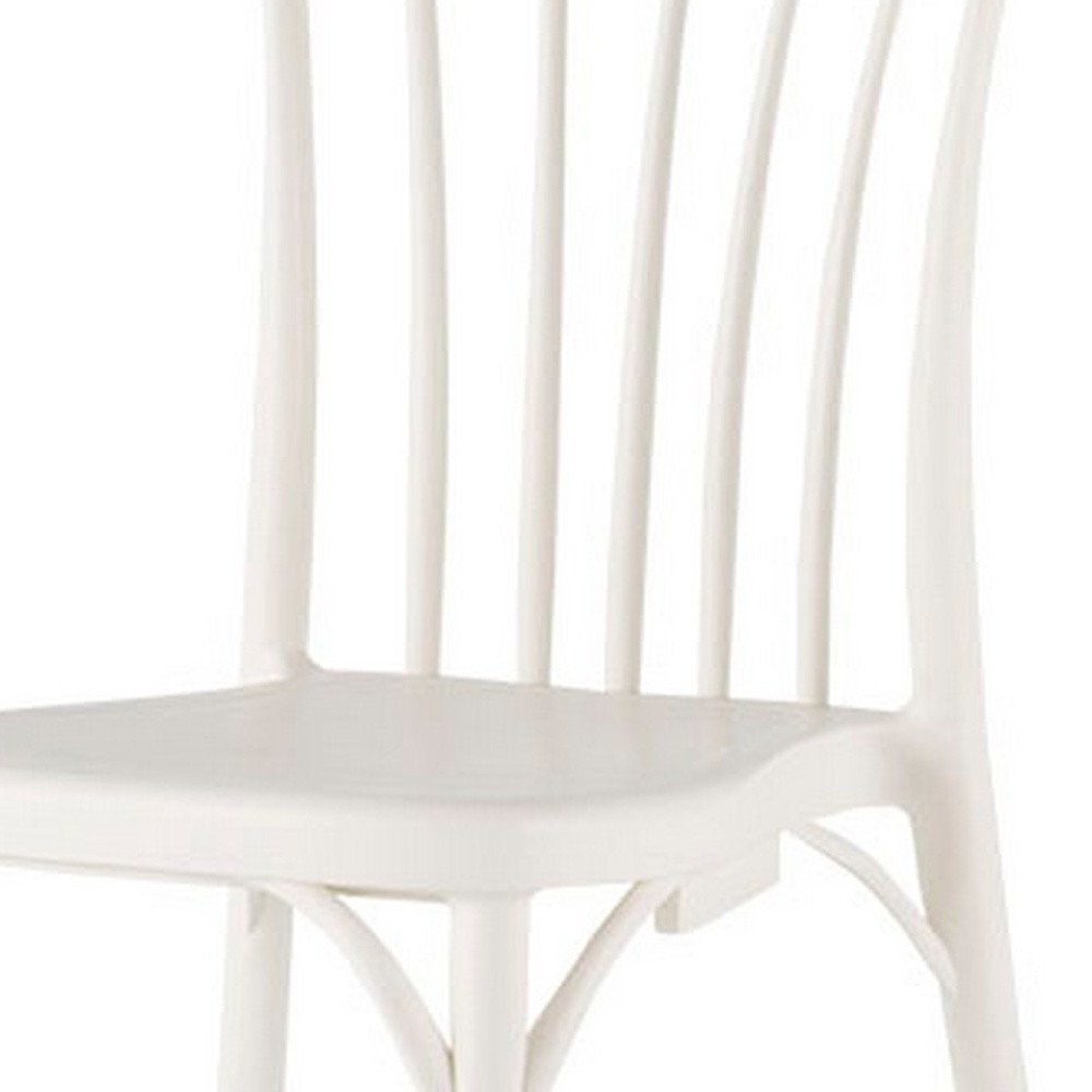 Set of Two White Heavy Duty Plastic Outdoor Stacking Dining Chairs