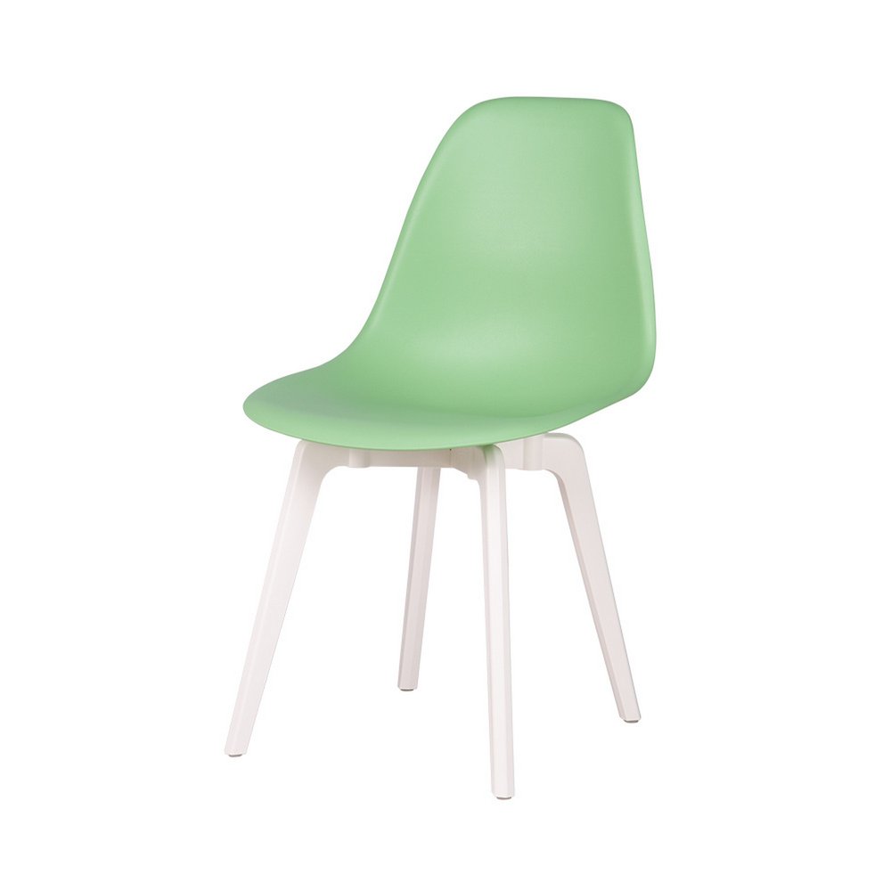 Set of Four Mint Green and White Heavy Duty Plastic Dining Side Chairs