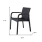 Set of Two Black Faux Rattan Heavy Duty Plastic Outdoor Stacking Arm Chairs