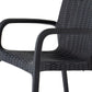 Set of Two Black Faux Rattan Heavy Duty Plastic Outdoor Stacking Arm Chairs