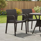 Set of Two Brown Faux Rattan Heavy Duty Plastic Outdoor Stacking Arm Chairs
