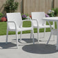 Set of Two White Faux Rattan Heavy Duty Plastic Outdoor Stacking Arm Chairs