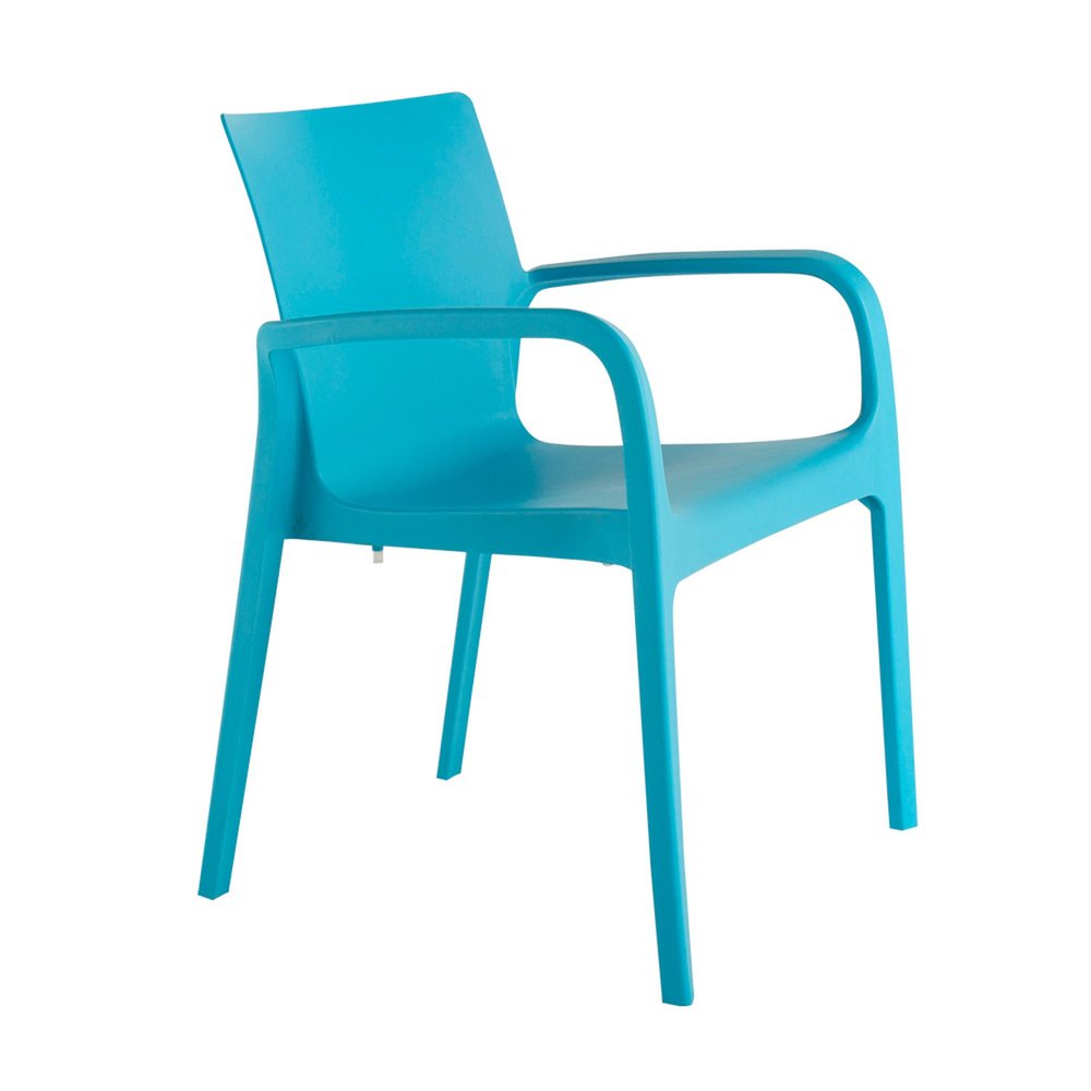 Set of Two Blue Heavy Duty Plastic Outdoor Stacking Dining Chairs