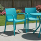 Set of Two Blue Heavy Duty Plastic Outdoor Stacking Dining Chairs