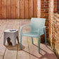 Set of Two Baby Blue Heavy Duty Plastic Outdoor Stacking Dining Chairs
