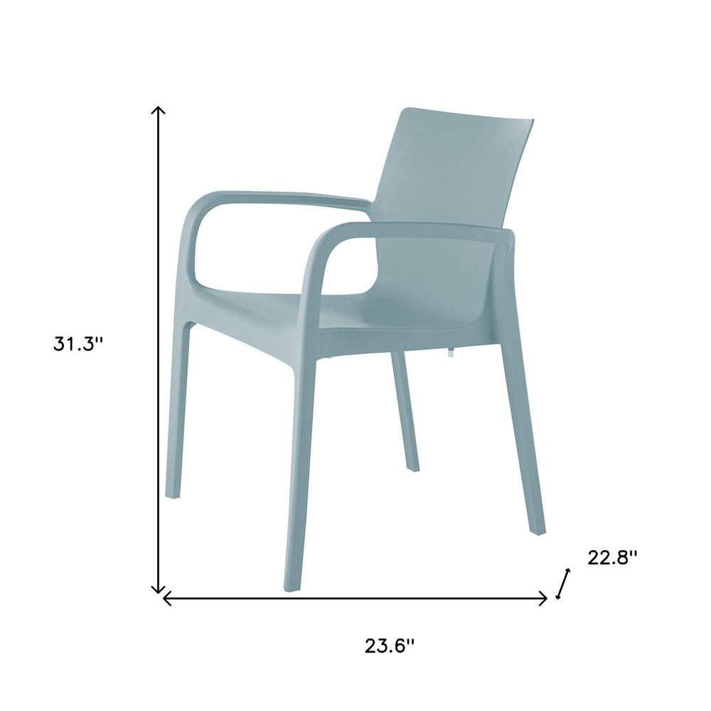 Set of Two Baby Blue Heavy Duty Plastic Outdoor Stacking Dining Chairs