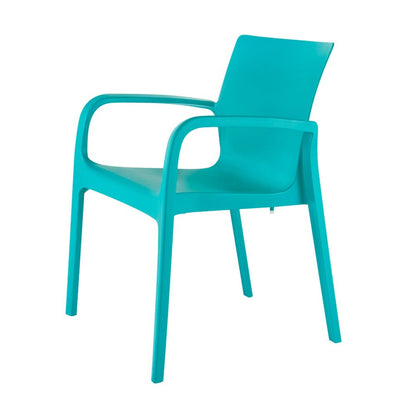 Set of Two Turquoise Heavy Duty Plastic Outdoor Stacking Dining Chairs