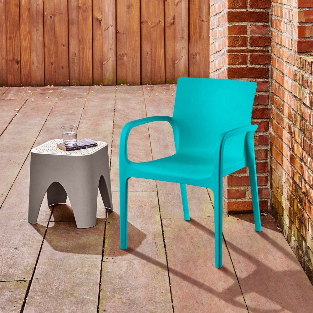 Set of Two Turquoise Heavy Duty Plastic Outdoor Stacking Dining Chairs
