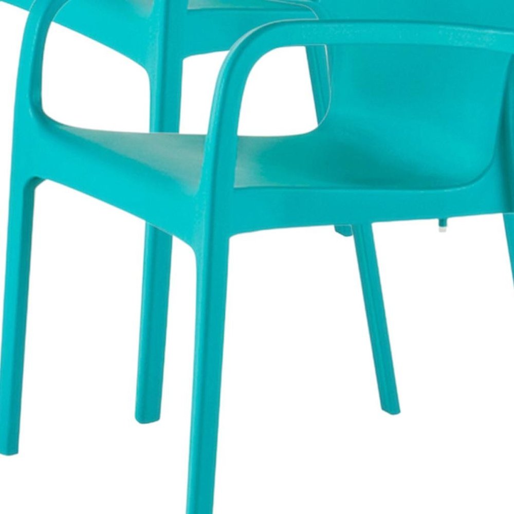 Set of Two Turquoise Heavy Duty Plastic Outdoor Stacking Dining Chairs