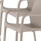 Set of Two Taupe Heavy Duty Plastic Outdoor Stacking Dining Chairs