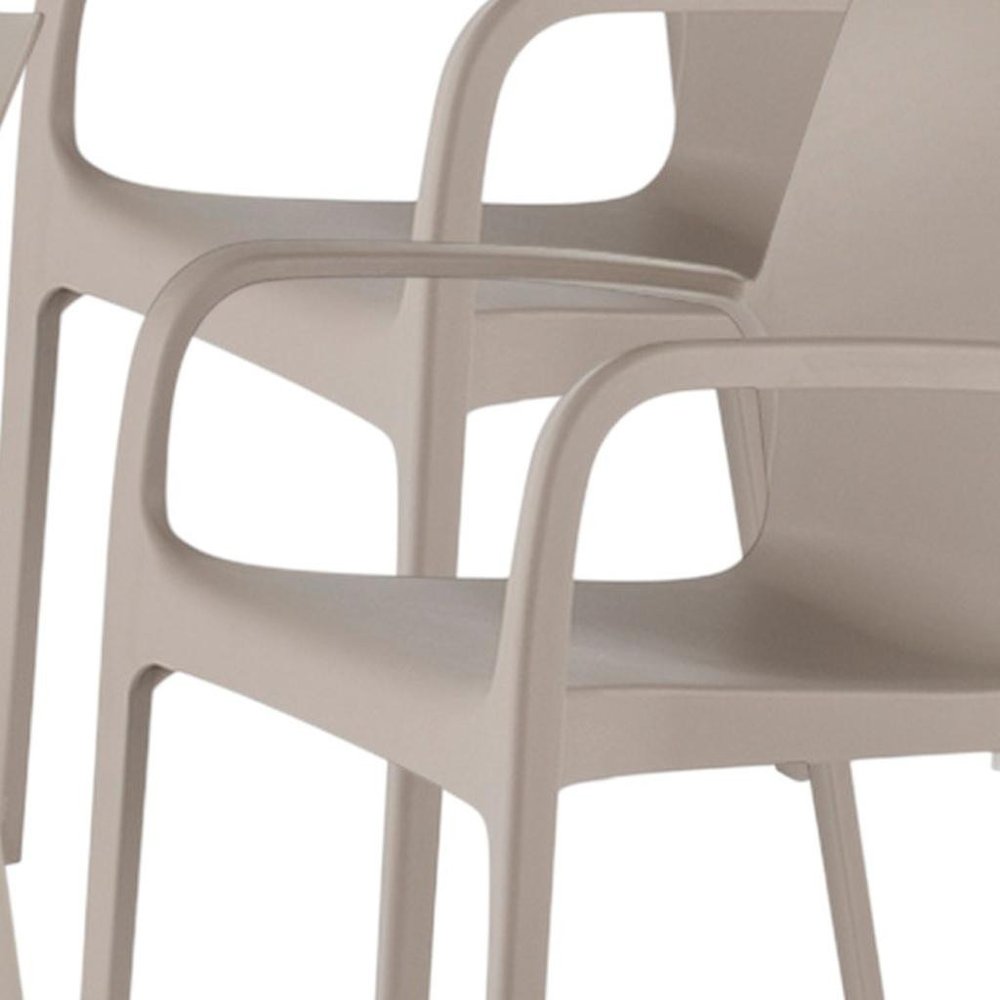 Set of Two Taupe Heavy Duty Plastic Outdoor Stacking Dining Chairs