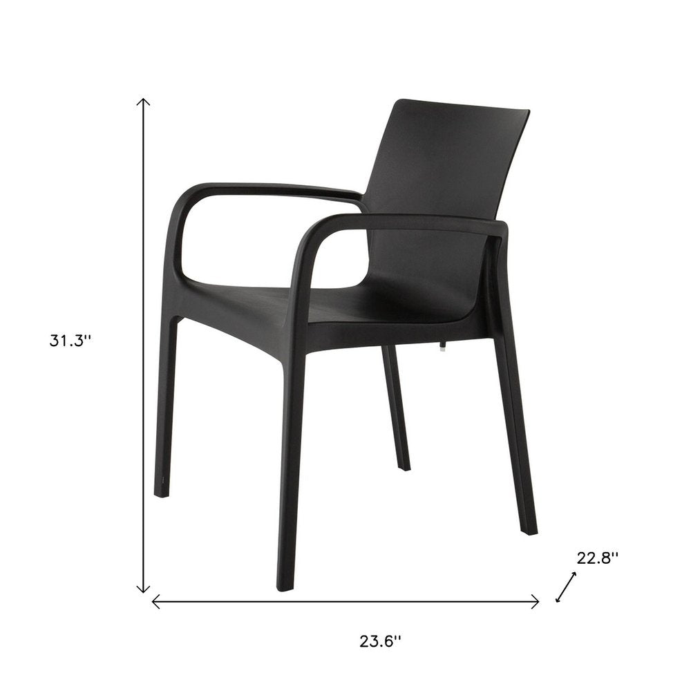 Set of Two Black Heavy Duty Plastic Outdoor Stacking Dining Chairs