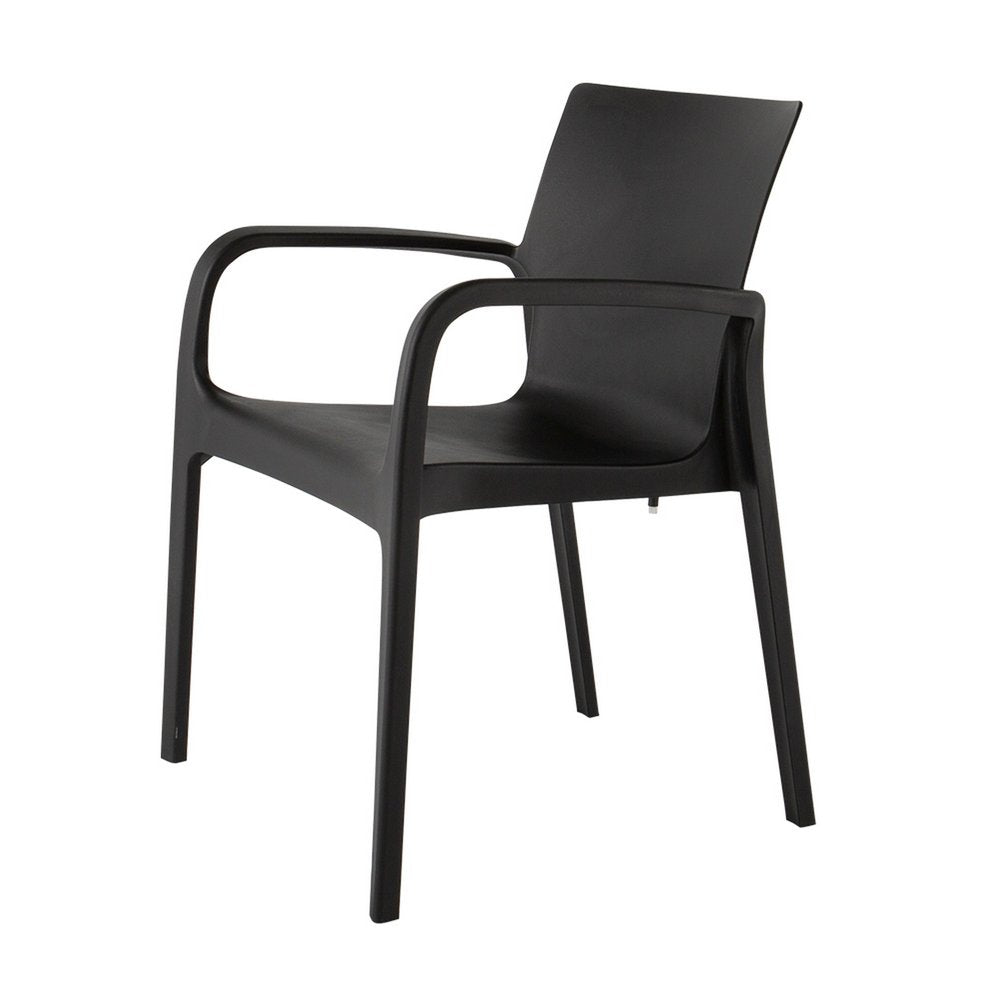 Set of Two Black Heavy Duty Plastic Outdoor Stacking Dining Chairs