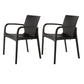 Set of Two Black Heavy Duty Plastic Outdoor Stacking Dining Chairs