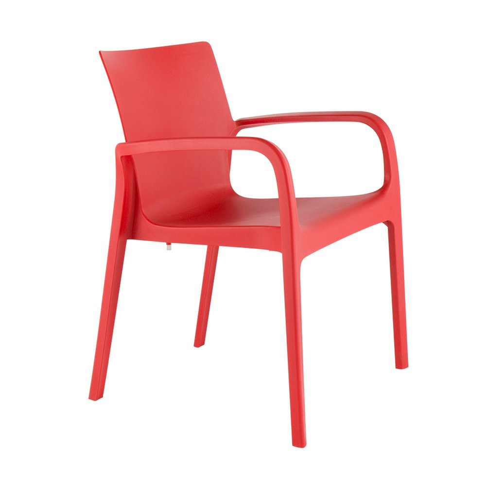 Set of Two Red Heavy Duty Plastic Outdoor Stacking Dining Chairs