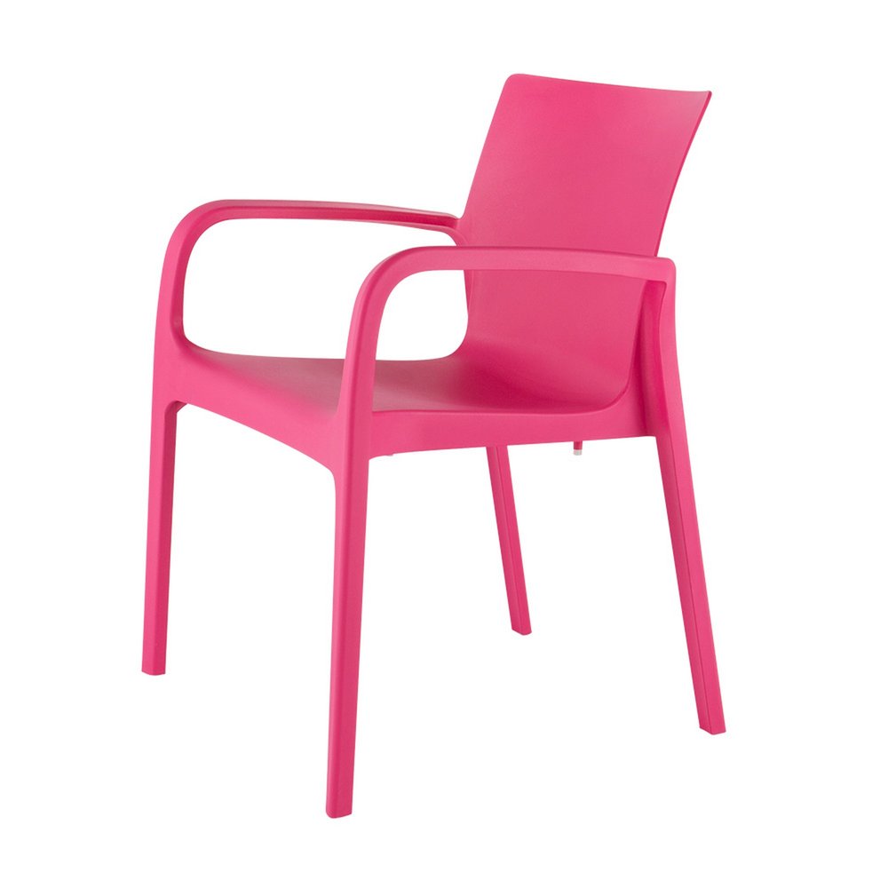 Set of Two Fuchsia Heavy Duty Plastic Outdoor Stacking Dining Chairs