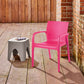 Set of Two Fuchsia Heavy Duty Plastic Outdoor Stacking Dining Chairs