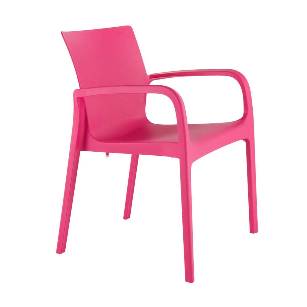 Set of Two Fuchsia Heavy Duty Plastic Outdoor Stacking Dining Chairs