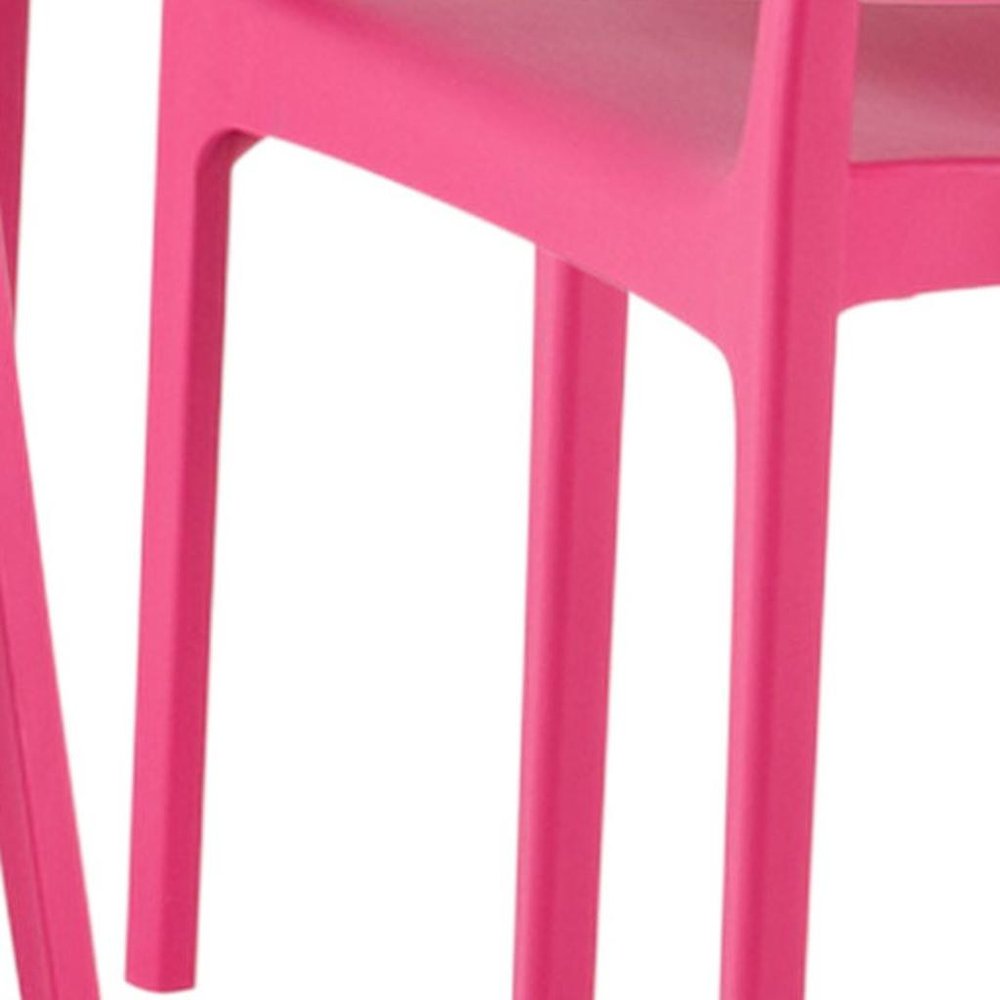 Set of Two Fuchsia Heavy Duty Plastic Outdoor Stacking Dining Chairs