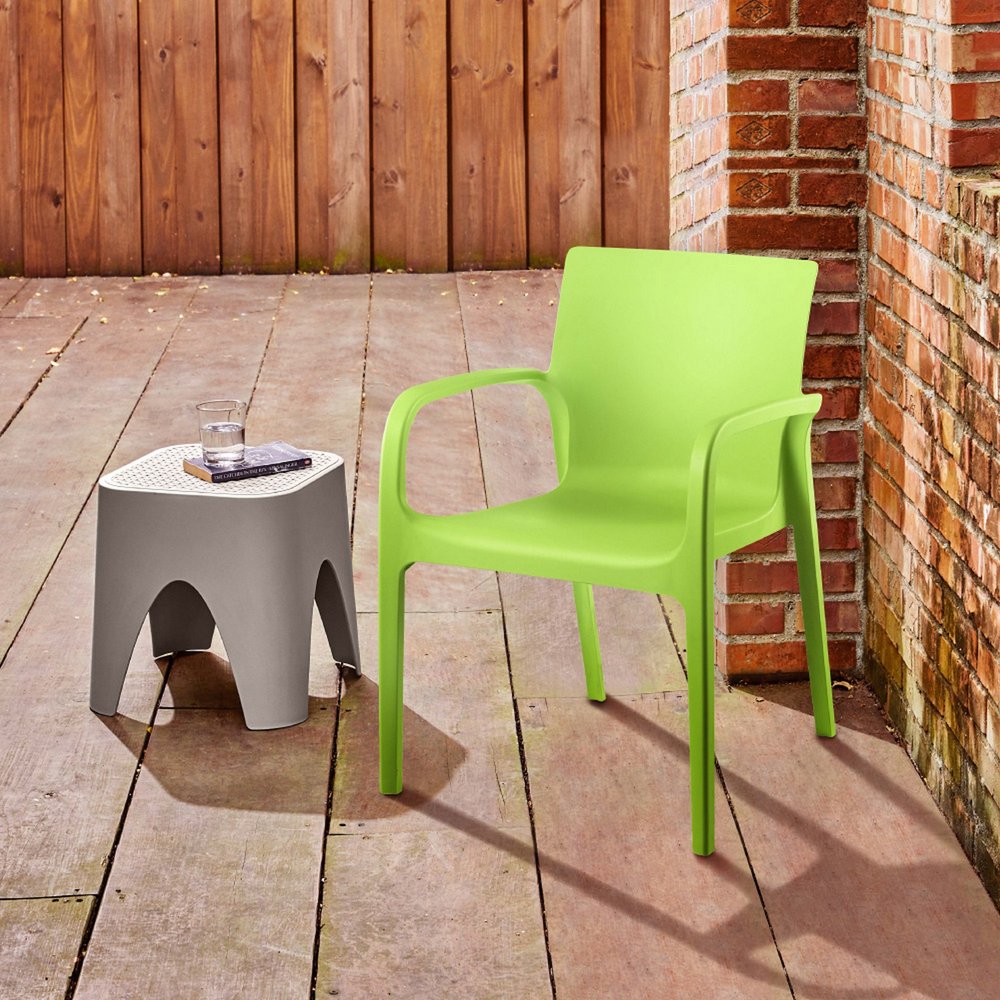 Set of Two Green Heavy Duty Plastic Outdoor Stacking Dining Chairs