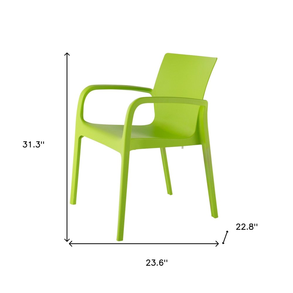 Set of Two Green Heavy Duty Plastic Outdoor Stacking Dining Chairs