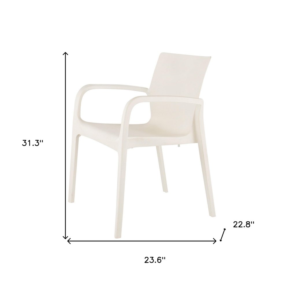 Set of Two White Heavy Duty Plastic Outdoor Stacking Dining Chairs