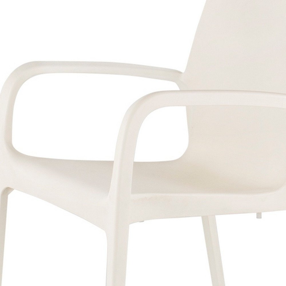 Set of Two White Heavy Duty Plastic Outdoor Stacking Dining Chairs