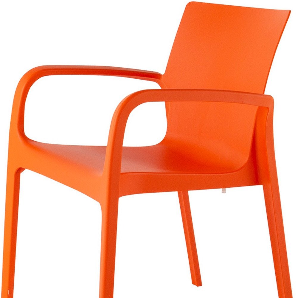 Set of Two Orange Heavy Duty Plastic Outdoor Stacking Dining Chairs