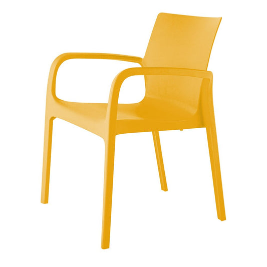 Set of Two Gold Heavy Duty Plastic Outdoor Stacking Dining Chairs