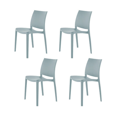 Set of Four Baby Blue Heavy Duty Plastic Outdoor Stacking Dining Chairs