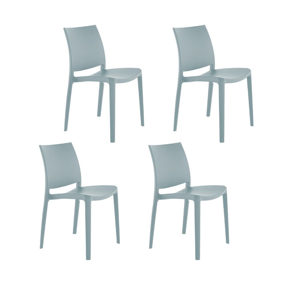 Set of Four Baby Blue Heavy Duty Plastic Outdoor Stacking Dining Chairs