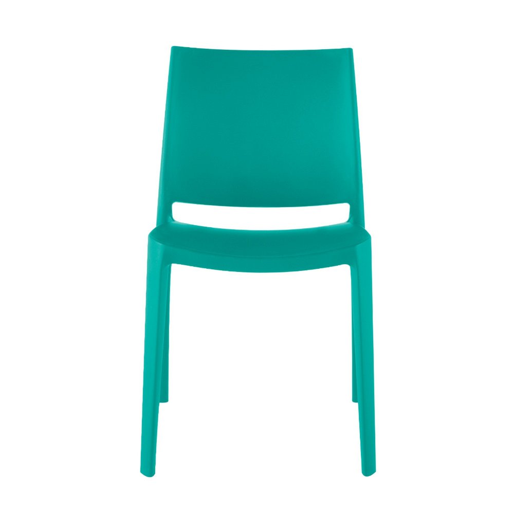Set of Four Turquoise Heavy Duty Plastic Outdoor Stacking Dining Chairs