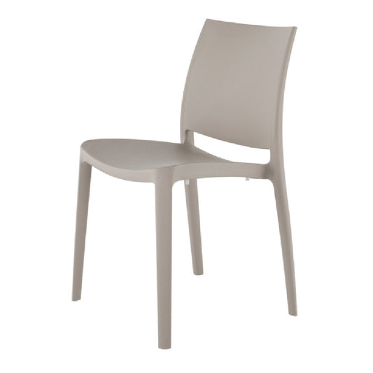Set of Four Taupe Heavy Duty Plastic Outdoor Stacking Dining Chairs