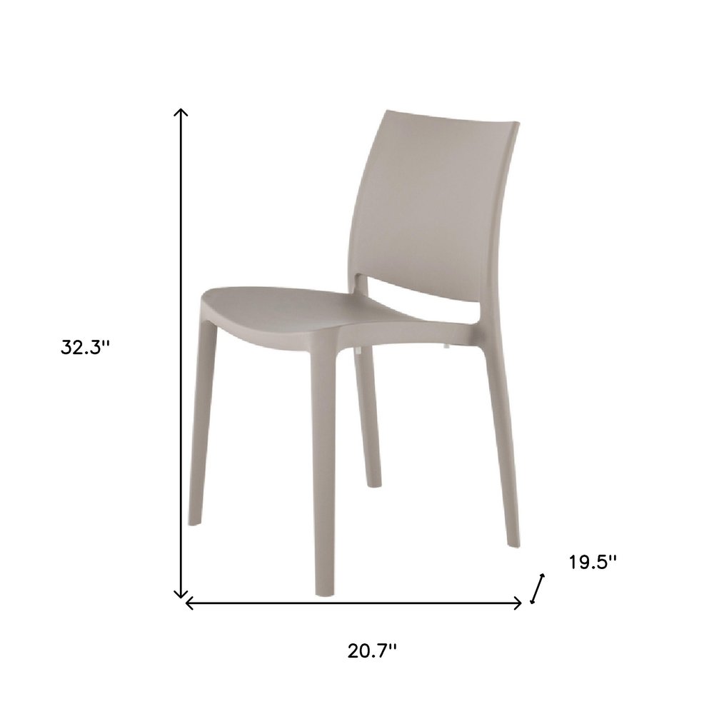 Set of Four Taupe Heavy Duty Plastic Outdoor Stacking Dining Chairs
