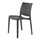 Set of Four Dark Gray Heavy Duty Plastic Outdoor Stacking Dining Chairs