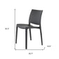 Set of Four Dark Gray Heavy Duty Plastic Outdoor Stacking Dining Chairs