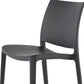 Set of Four Dark Gray Heavy Duty Plastic Outdoor Stacking Dining Chairs