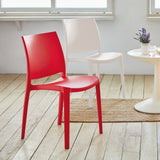 Set of Four Red Heavy Duty Plastic Outdoor Stacking Dining Chairs