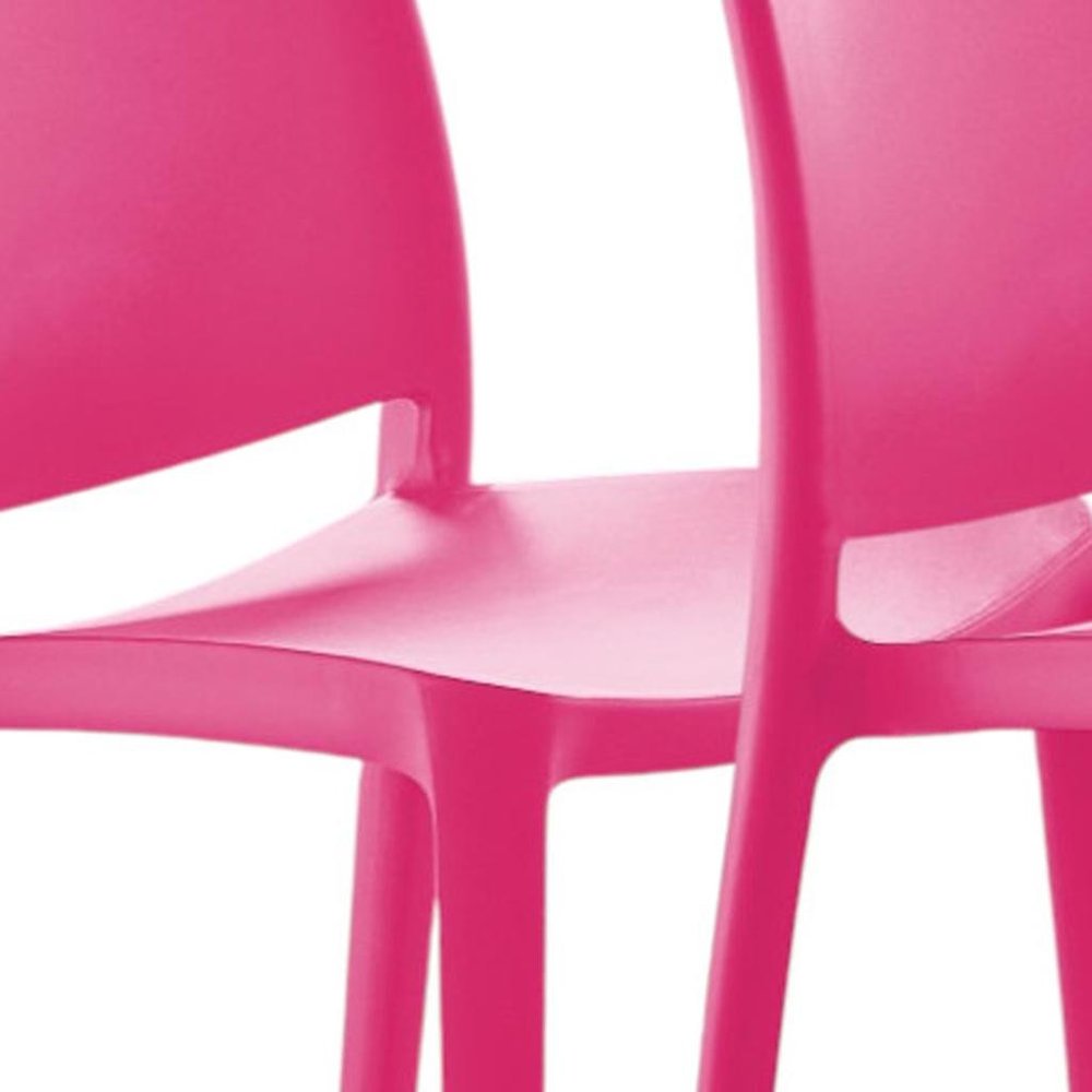 Set of Four Fuchsia Heavy Duty Plastic Outdoor Stacking Dining Chairs