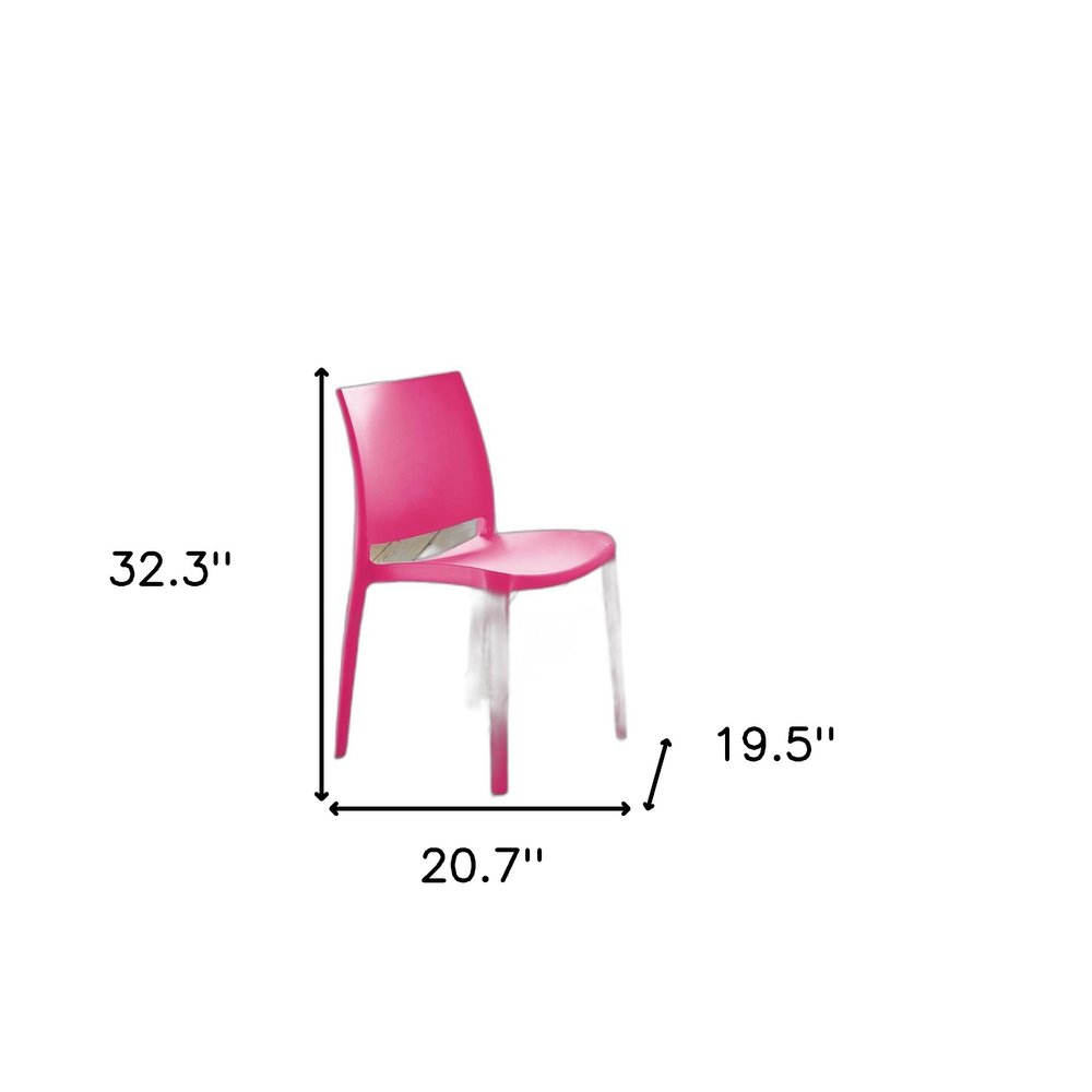 Set of Four Fuchsia Heavy Duty Plastic Outdoor Stacking Dining Chairs
