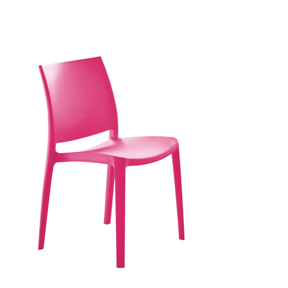 Set of Four Fuchsia Heavy Duty Plastic Outdoor Stacking Dining Chairs