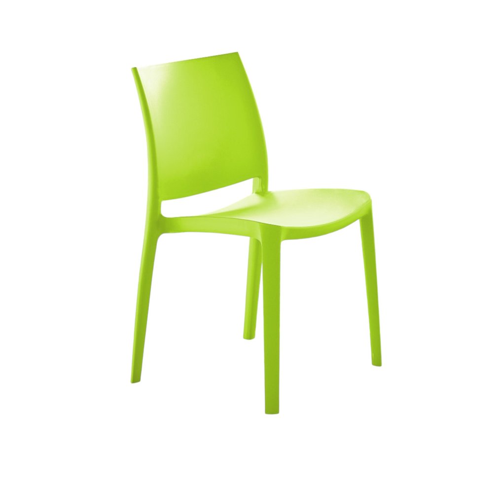 Set of Four Green Heavy Duty Plastic Outdoor Stacking Dining Chairs