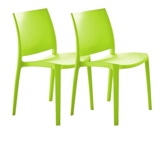 Set of Four Green Heavy Duty Plastic Outdoor Stacking Dining Chairs