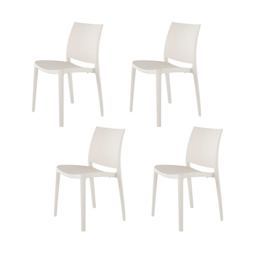 Set of Four White Heavy Duty Plastic Outdoor Stacking Dining Chairs