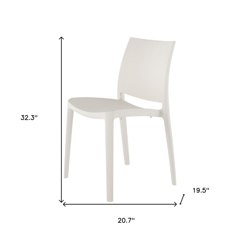 Set of Four White Heavy Duty Plastic Outdoor Stacking Dining Chairs