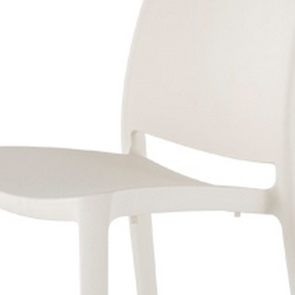 Set of Four White Heavy Duty Plastic Outdoor Stacking Dining Chairs