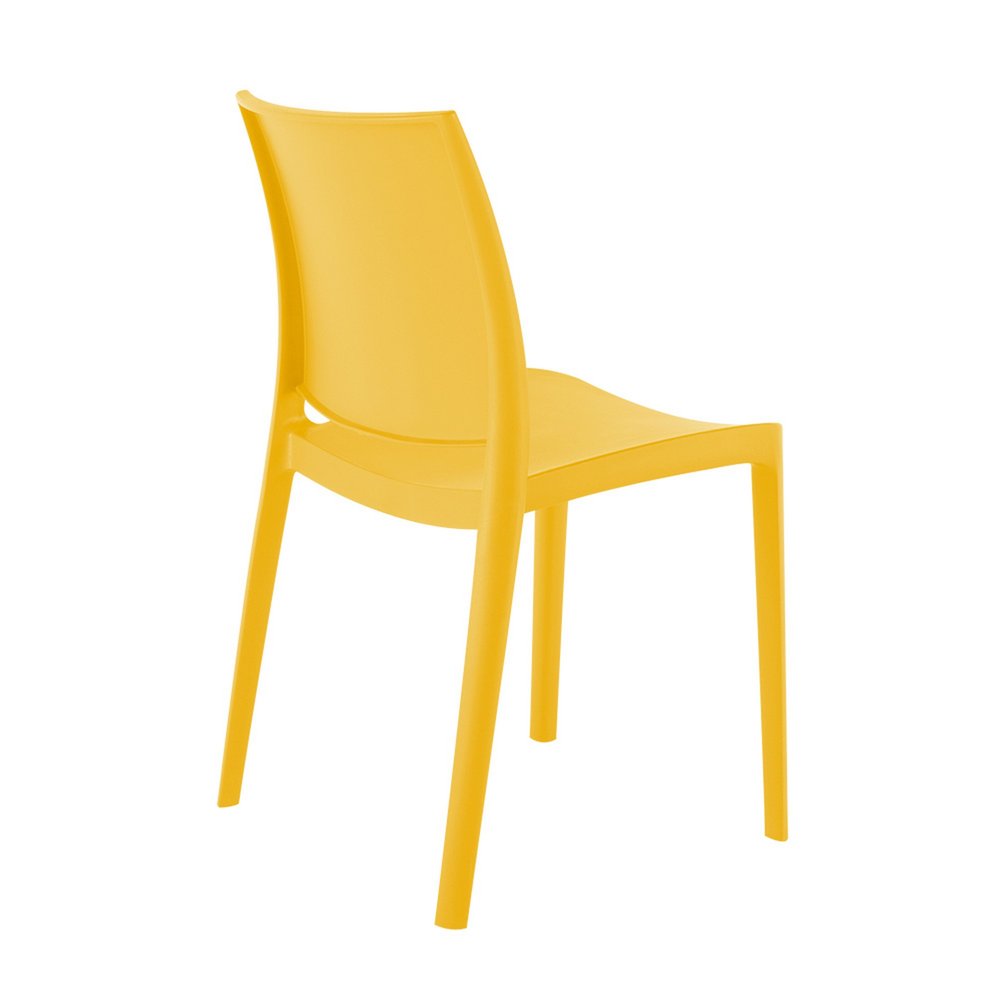 Set of Four Gold Heavy Duty Plastic Outdoor Stacking Dining Chairs