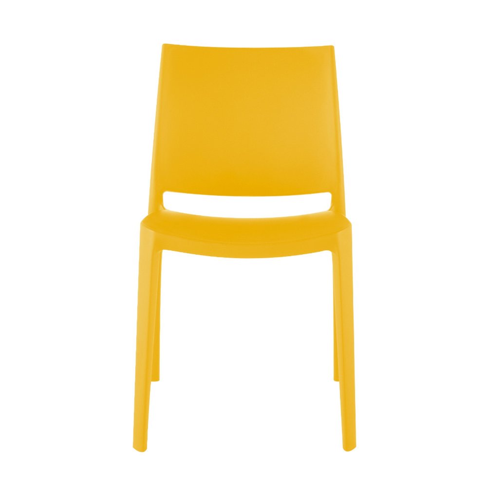 Set of Four Gold Heavy Duty Plastic Outdoor Stacking Dining Chairs